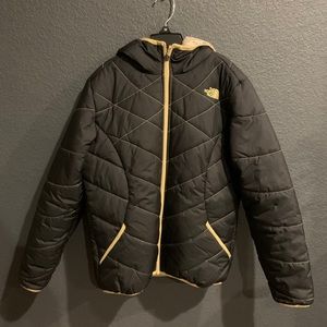 North Face kids reversible puffy zip up coat